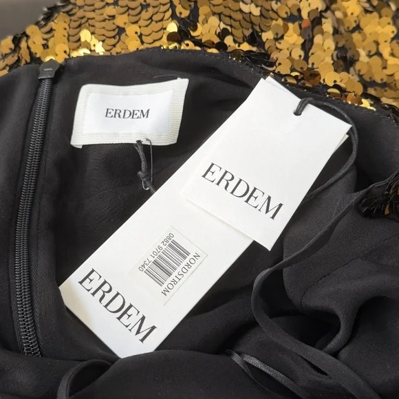 NWT Erdem Sirine Sequin Midi Dress in Bronze & Black Sz. US 8 - Picture 5 of 8